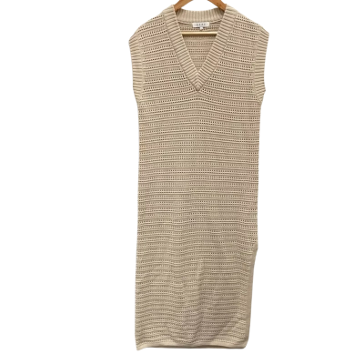 AERE Cream Open Weave Organic Cotton Knit Maxi Dress Size 8