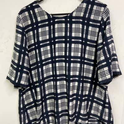 Mela Purdie Womens  Size M Short Sleeve Top Navy Blue / Striped / White 