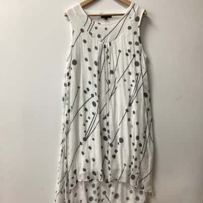 Caroline Morgan Womens  Size 14 Casual Dress Grey / White c 
