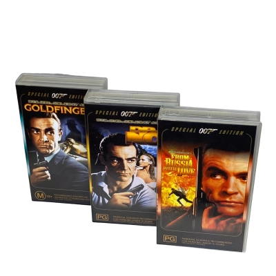 VHS JAMES BOND - DR NO / GOLDFINGER / FROM RUSSIA WITH LOVE 