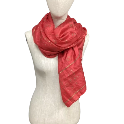  Pure Indian Silk Scarf  Maroon with Gold Flecks 