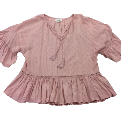 Seed Women’s Size 6 Short Sleeve Pink Top With Frills & Tassels