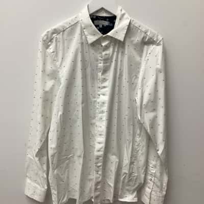 Ted Baker Mens  Size 4 Long Sleeve Top Pattern / White 