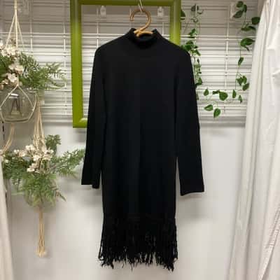  Iris & Ink Womens  Size 4 Long Sleeve Turtkeneck Knitted Dress Black  
