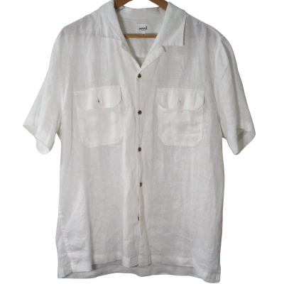 Seed White Button-up Short Sleeve Shirt - M