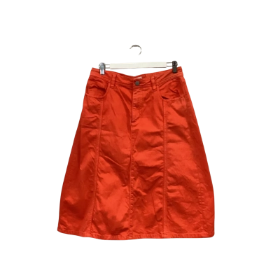 Gorman Bright Orange Cotton A-Line Midi Denim Skirt Size 12