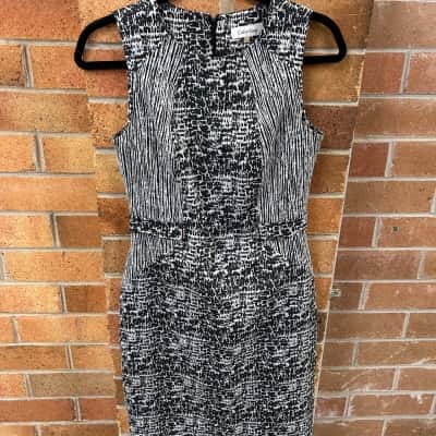 Calvin Klein Womens  Size 4 Cocktail Dress Black  / Pattern / White 