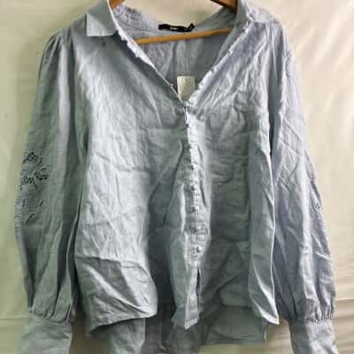 Sportsgirl Womens Size 16 Button Up Top Blue BNWT