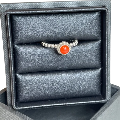Pandora Womens Size 54/I Ring Orange/Silver 925