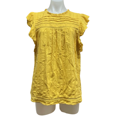 Isle Of Mine Womens 100% Cotton Size M Short Sleeve Top Butter Yellow 