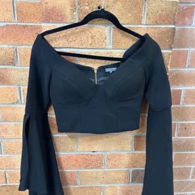Sheike Womens  Size 6 Long Sleeve Top Black  
