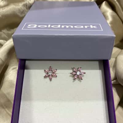 Goldmark Jewellers Pink Crystal Womens Stud Earrings Silver 925 