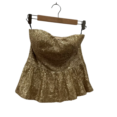 Forever 21 Womens  Size M Gold Strapless Party Top 