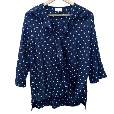 Seed Heritage Navy/White Polka Dot Wrap Top Size 8  