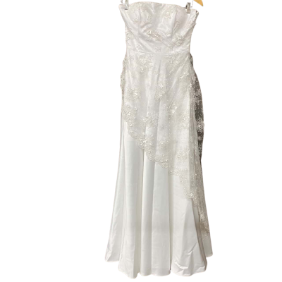 Sybille Deville Womens White Lace Strapless Wedding Dress