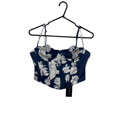 White Fox Blue Floral Bustier Top Size M 