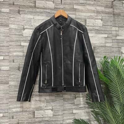 Oz Biker Unisex Size 3XL Biker Jacket Black/ White 