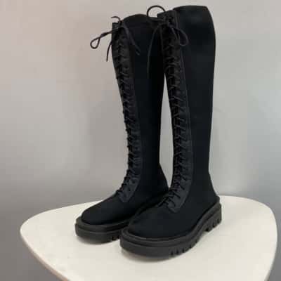 Womens  Stretchy Sock Boots Size 38 / 7 - 7.5 Boots Black  
