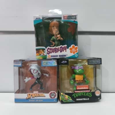 Trio Metalfigs Donatello, Shaggy Rogers, Ghost Spider Figurines Toys PreOwned