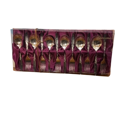 Grosvenor 12 Piece Boxed Set of Silver Plated Dessert/Fruit Spoons and Forks