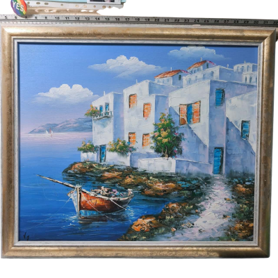 Framed Artwork Painting Signed Greece Signed Large 