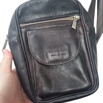 Vera Pelle Women's Cross Body Bag in Chocolate Brown 