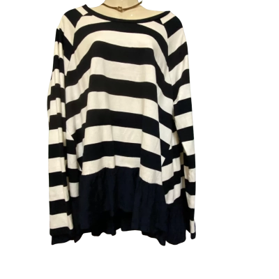 Seed Heritage Women's  Size L Black  / White Striped Long Sleeve top
