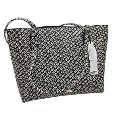 BNWT Colette Hayman  Womens Tote “Sophie Range - Angelina O Tote” Cream / Navy Blue / Pattern  RRP $69.99 (HB1)