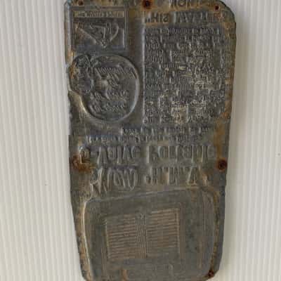 Vintage 1950's HMV Radio Metal Advertising Printing Plate, Little Nipper Logo