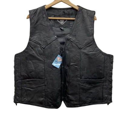Diamond Plate BUFFALO LEATHER MOTORCYCLE VEST Size XL Black  
