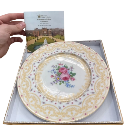 Historic Royal Palaces-Kensington Palace Collection-Maxwell & Williams Fine Bone China, 'Palace Rose' 20cm Side Plate, Original Packaging.