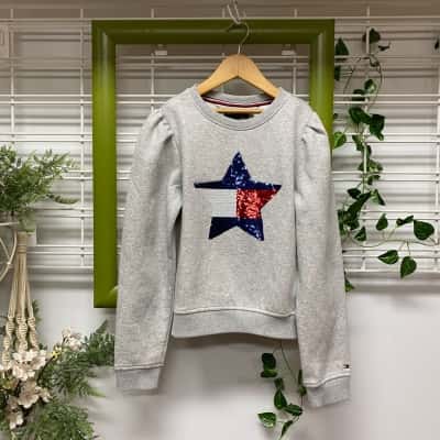 Tommy Hilfiger Kids Size 12 - 14 Blue / Grey / Red / Silver Flip Sequin Design Windcheater