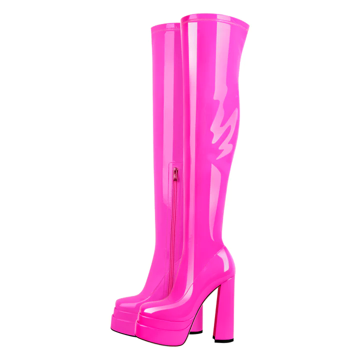 Maken Hot Pink Barbie Cosplay/ Round Toe /Chunky Heel/ Side Zipper ...