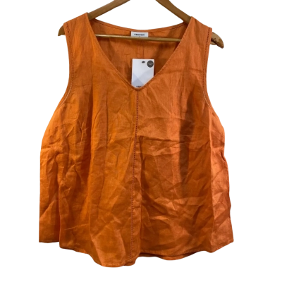 BNWT Sussan Womens Size 16 Sleeveless Linen Top Orange 