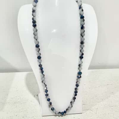 ts Blue/white Beaded Long necklace 