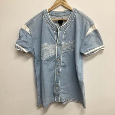 Boohoo Mens  Size L Short Sleeve Shirt Blue (a)