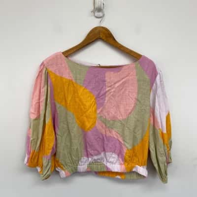 Petal + Pup Pink Multi Winifred Top Size 14