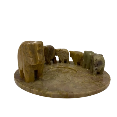 7 Elephants In Circle Candle Holder