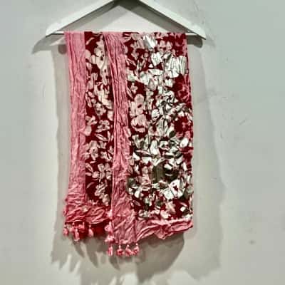 Mimco Pink Tassel Silver Scarf