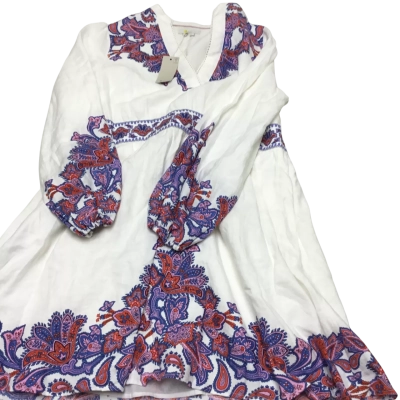 Boden Size UK 18 White Linen Dress With Paisley - BNWT
