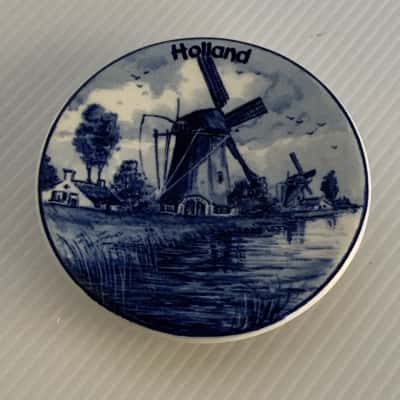 Handpainted Blue Delft Windmill Mini Wall Plaque - Made in Holland