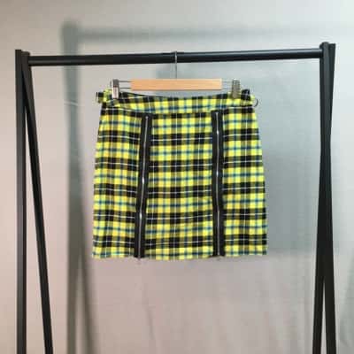 Dangerfield Womens  Size 10 Mini Skirt Checked / Multicoloured / Yellow /Black