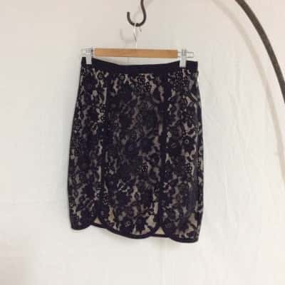 Bariano Womens  Size S Black  / Floral / Nude 