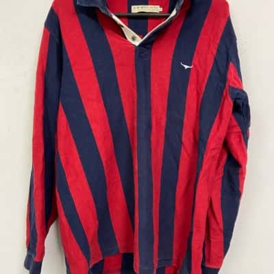 R.M. Williams Mens  Size M Pullover Navy Blue / Red / Striped 