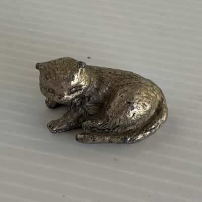 Miniature Pewter Kitten Figurine