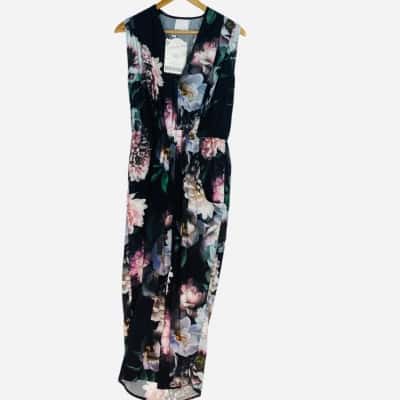 Silence + Noise - Black Floral Sleeveless Dress (Size 10)