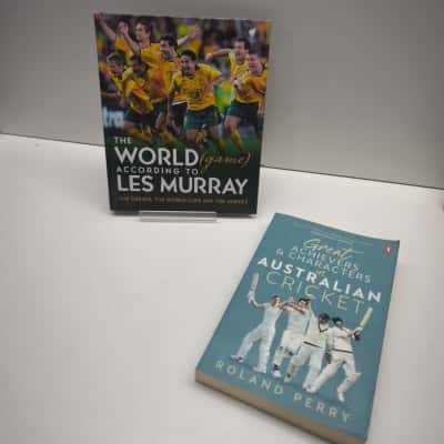 Australian Sports Books Lot Les Murray Soccer World Game & Roland Perry Cricket