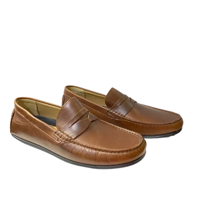 Country Road Mens Size 44 Vern Leather Driving Moccasin Shoe Loafer Chocolate Brown 