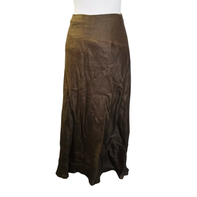 DISSH Size 10 Linen Maxi Skirt Brown 