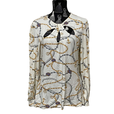 Sosandar Womens  Size 16 Long Sleeve Top Cream / Pattern BN